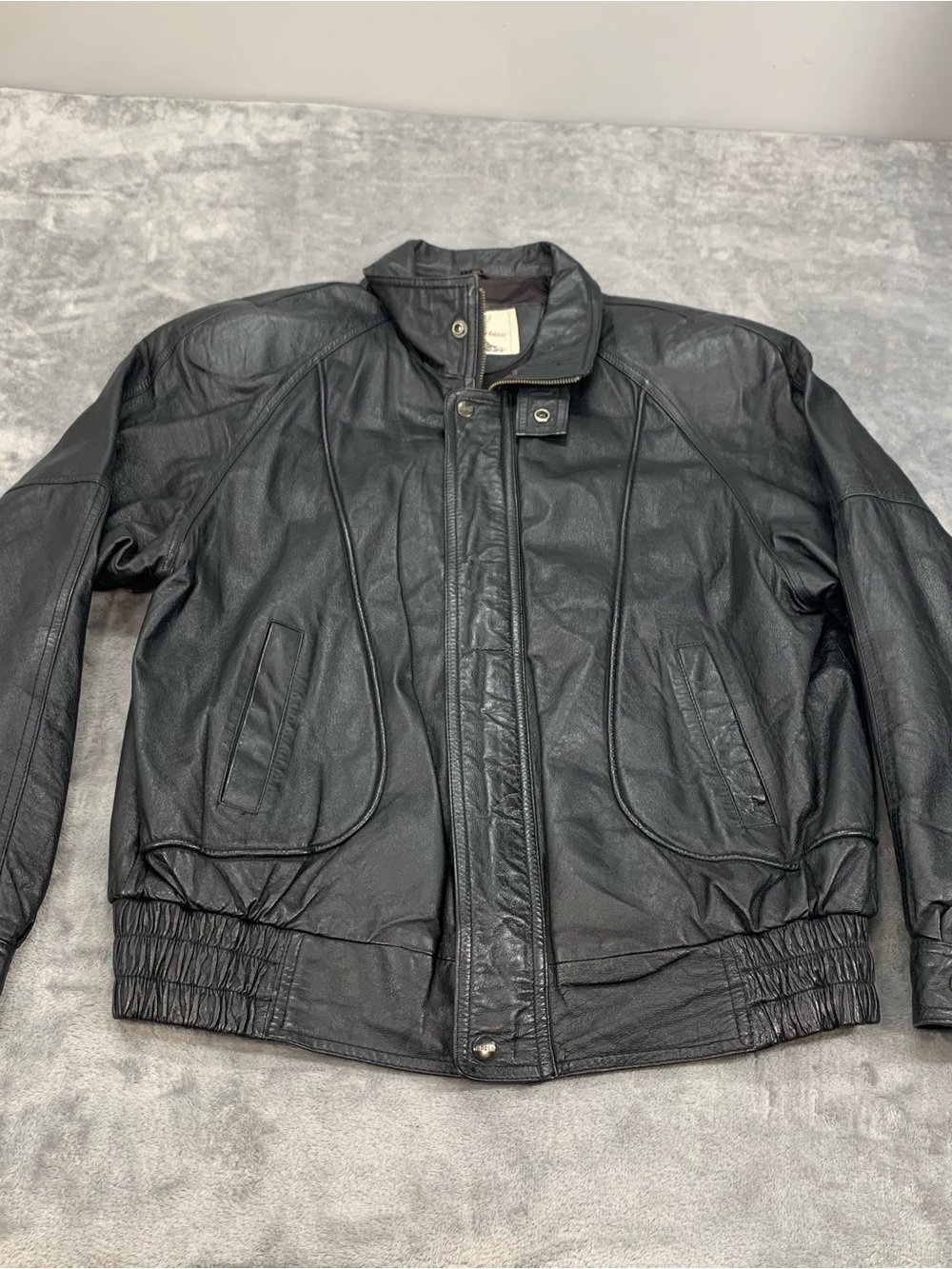 Adier Classic Men's Black Leather Jacket - Timeless Bomber Style size XL